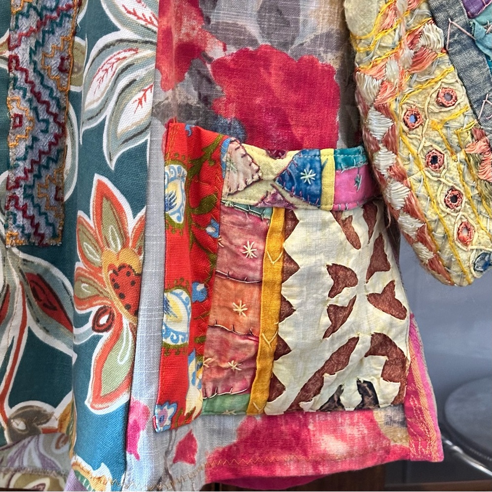 Breakfast With Matisse Colorful Patchwork Jacket NWOT - Picture 4 of 14